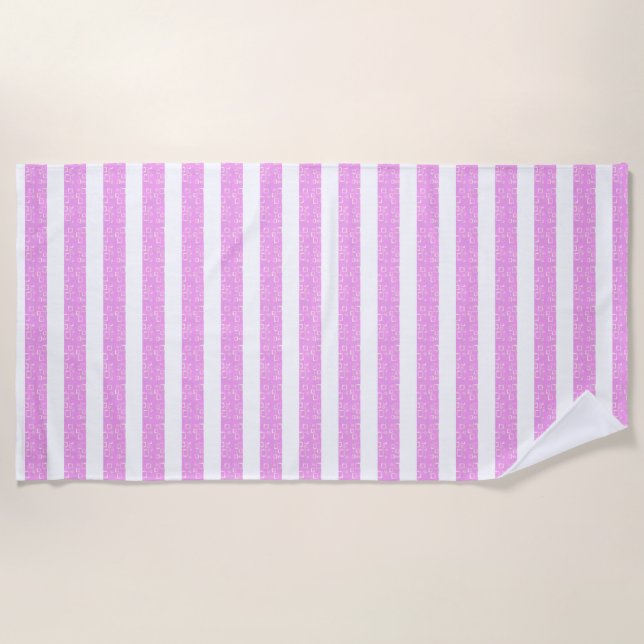 Light Purple Geometric Stripes  Beach Towel (Front)