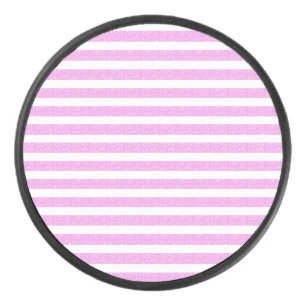 Light Purple Geometric Stripes Hockey Puck