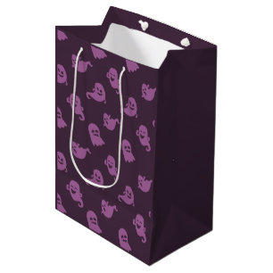 Light Purple Ghosts Dark Purple Halloween Medium Gift Bag