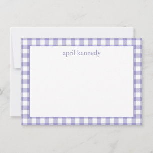 Light Purple Gingham Check Personalised Flat  Card
