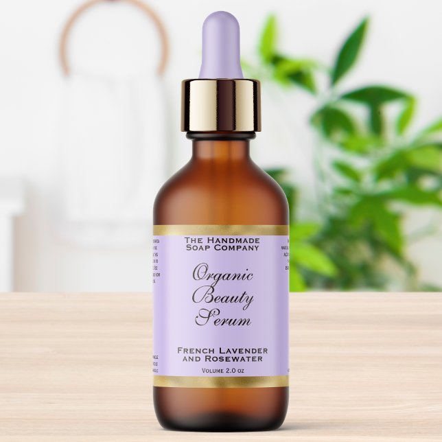 Light Purple & Gold Cosmetics Dropper Bottle Label (Creator Uploaded)