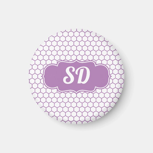 Light Purple Honeycomb Custom Monogram Magnet (Front)