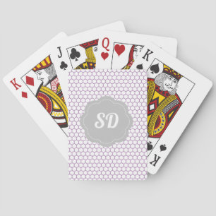 Light Purple Honeycomb Hexagon Pattern Monogram Playing Cards