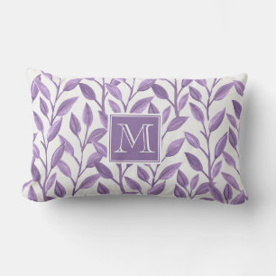 Light Purple Leaves Lumbar Pillow