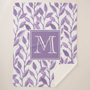 Light Purple Leaves Sherpa Blanket