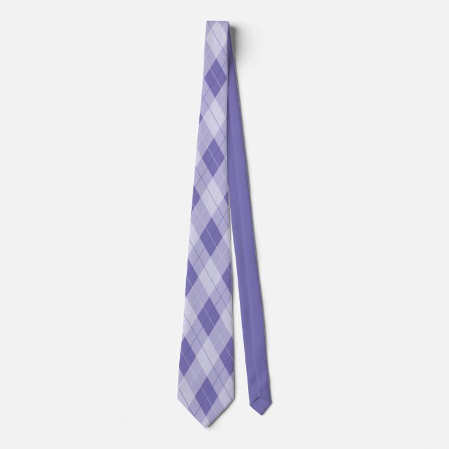 Light Purple Lilac Argyle Plaid Diamond Pattern Ne Tie (Front)