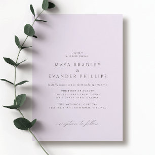 Light Purple Lilac   Elegant Lavender Wedding Invitation