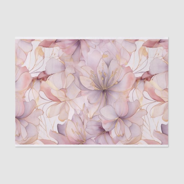 Light Purple Modern Abstract Lilies Tissue Paper (Front)