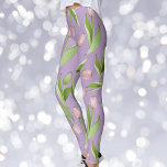 Light Purple Modern Pink Tulip Print Leggings<br><div class="desc">The product design features a pattern of pink tulip flowers. This botanical illustration makes modern chic and unique leggings with your choice of background colour.</div>