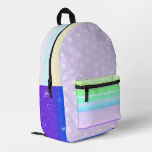 Light purple multicolor artistic printed backpack