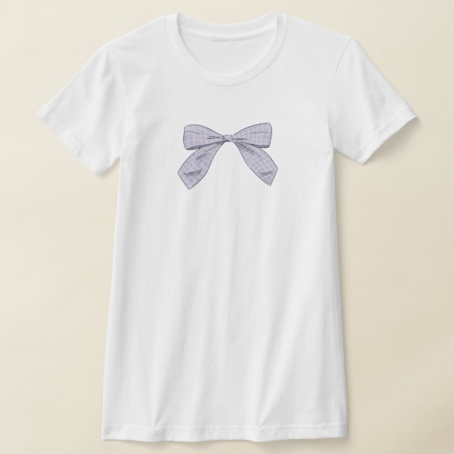 Light Purple Plaid Bow Elegant Baby Shower Mum T-Shirt (Laydown)