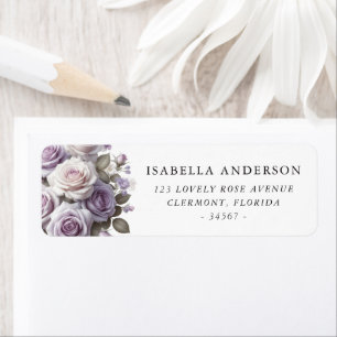 Light Purple Roses Greenery Return Address Label