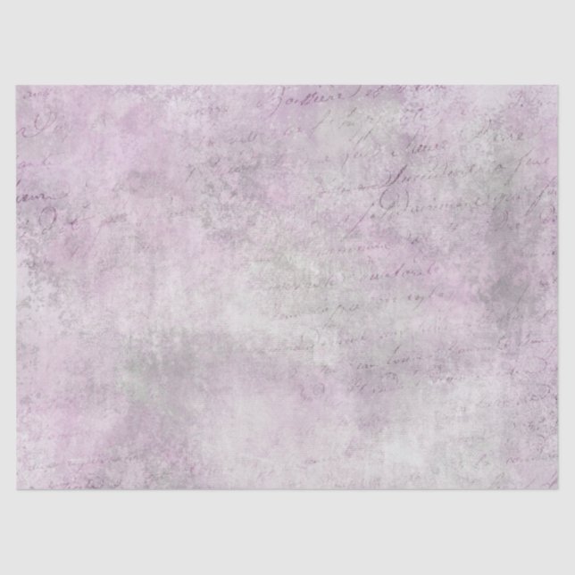 Light Purple Script Decoupage Tissue Paper (Front)