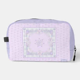 light purple snowflake & glittering heart dopp kit