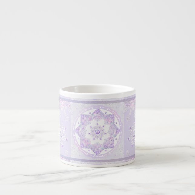 light purple snowflake & glittering heart espresso cup (Front)