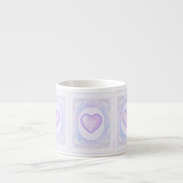 light purple snowflake & glittering heart espresso cup (Front)