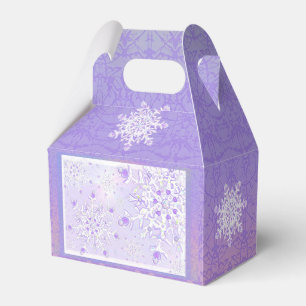 light purple snowflake & glittering heart favour box