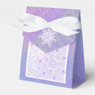 light purple snowflake & glittering heart favour box