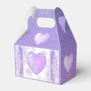 light purple snowflake & glittering heart favour box