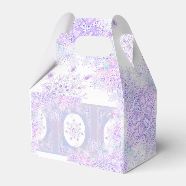 light purple snowflake & glittering heart favour box (Front Side)