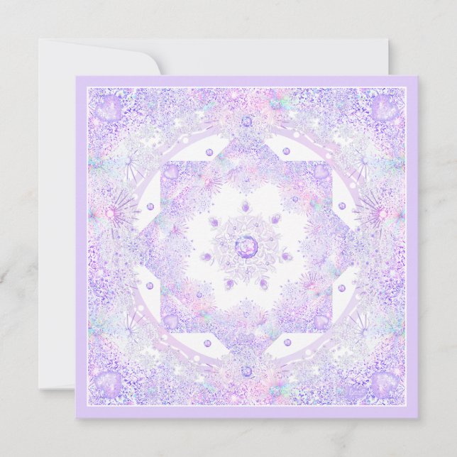 light purple snowflake & glittering heart invitation (Front)
