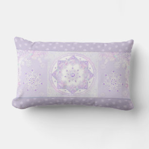 light purple snowflake & glittering heart lumbar cushion