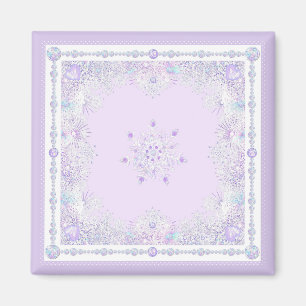 light purple snowflake & glittering heart magnet