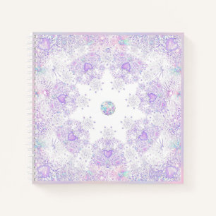 light purple snowflake & glittering heart notebook