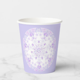 light purple snowflake & glittering heart paper cups