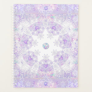light purple snowflake & glittering heart planner