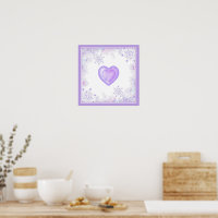 light purple snowflake & glittering heart
