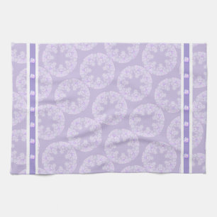 light purple snowflake & glittering heart tea towel