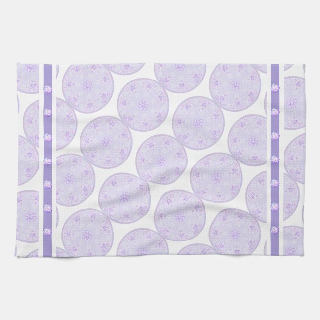 light purple snowflake & glittering heart tea towel (Horizontal)
