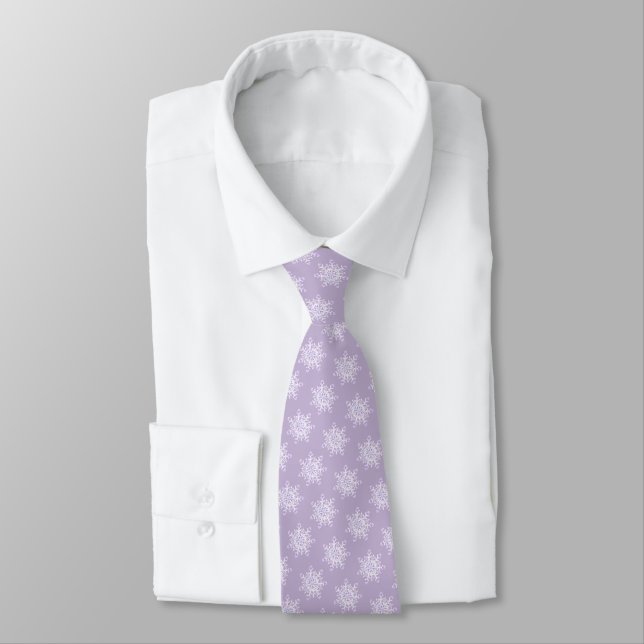light purple snowflake & glittering heart tie (Tied)
