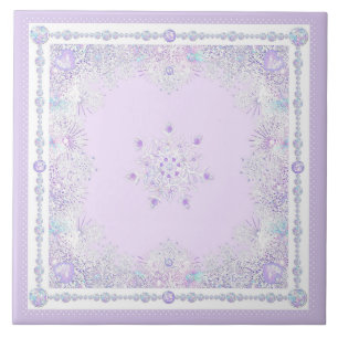 light purple snowflake & glittering heart tile
