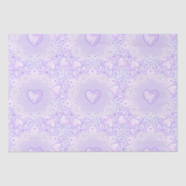 light purple snowflake & glittering heart tissue paper (Front)