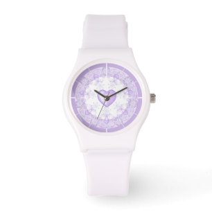 light purple snowflake & glittering heart watch