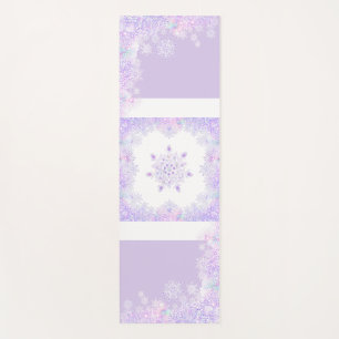 light purple snowflake & glittering heart yoga mat