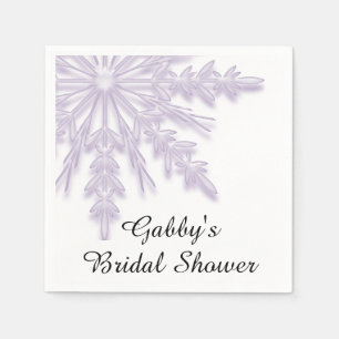 Light Purple Snowflake Winter Bridal Shower Napkin