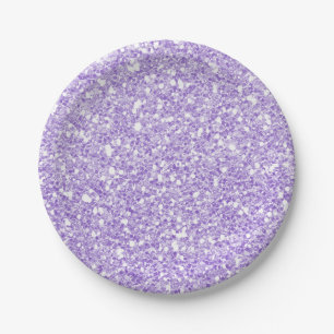 Light Purple Sparkle Glitter Glam Custom Party Paper Plate