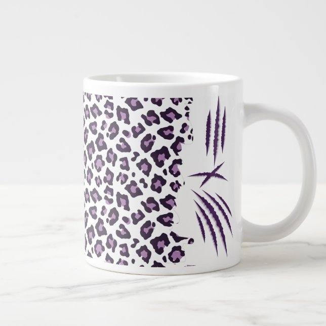 Light Purple Spotted Leopard Print Large Coffee Mug (Right)