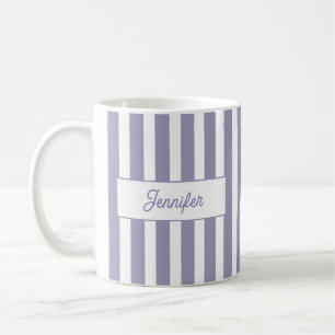 Light Purple Stripe Monogram Coffee Mug