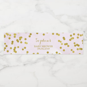 Light Purple Watercolor Gold Confetti Baby Shower Water Bottle Label
