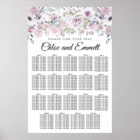Light Purple White Floral 19-Table Seating Chart