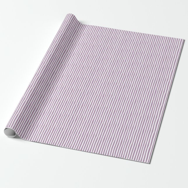 Light Purple & White Wonky Stripes Wrapping Paper (Unrolled)