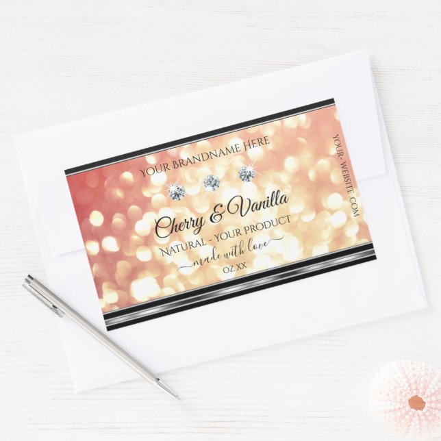 Light Red and Gold Glitter Product Labels Diamonds (Envelope)
