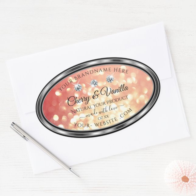 Light Red and Gold Glitter Product Labels Diamonds (Envelope)
