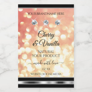 Light Red and Gold Glitter Product Labels Diamonds