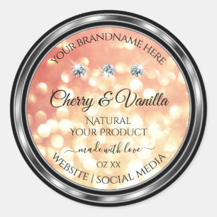 Light Red and Gold Glitter Product Labels Diamonds