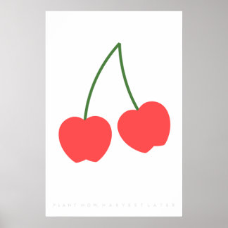 Light Red Cherry Retro Poster 60's 70's Quote